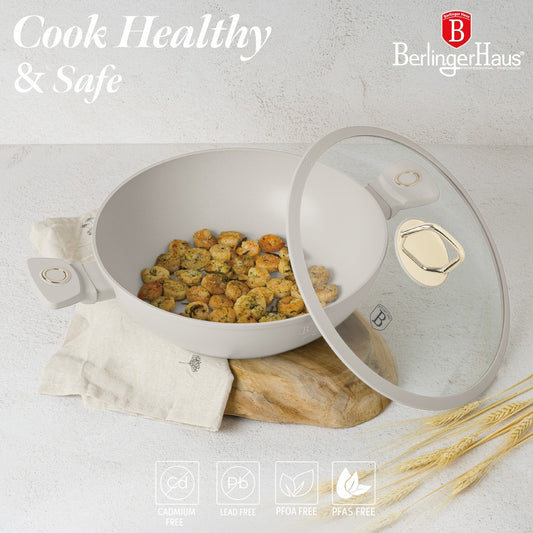Berlinger Haus 30cm Titan Pro Non-Stick Wok with Lid - Sahara