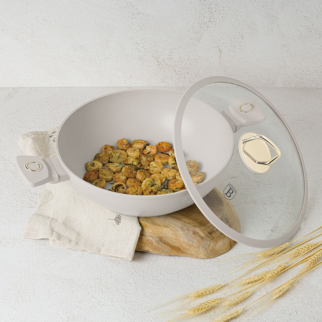 Berlinger Haus 30cm Titan Pro Non-Stick Wok with Lid - Sahara