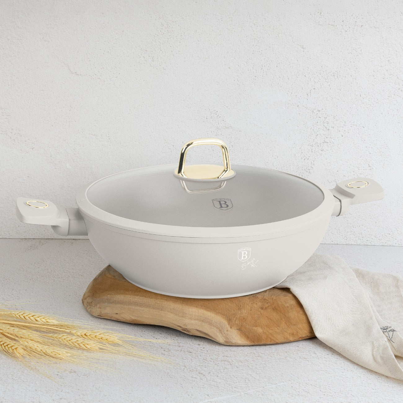 Berlinger Haus 30cm Titan Pro Non-Stick Wok with Lid - Sahara