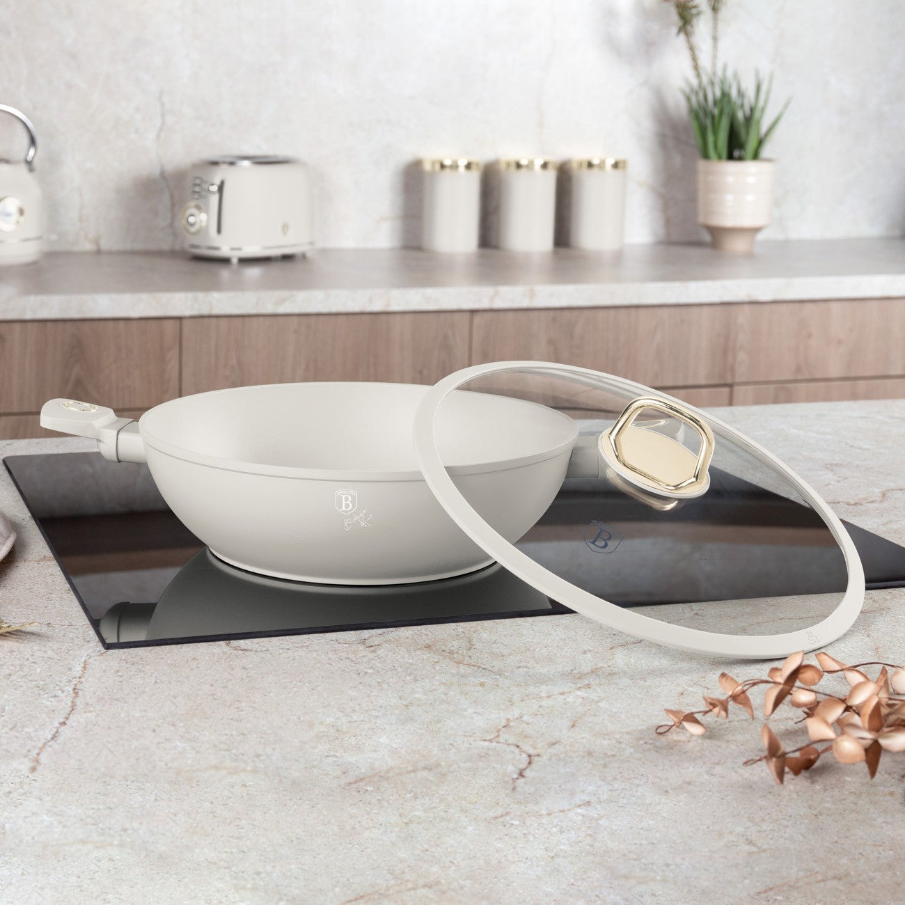 Berlinger Haus 30cm Titan Pro Non-Stick Wok with Lid - Sahara
