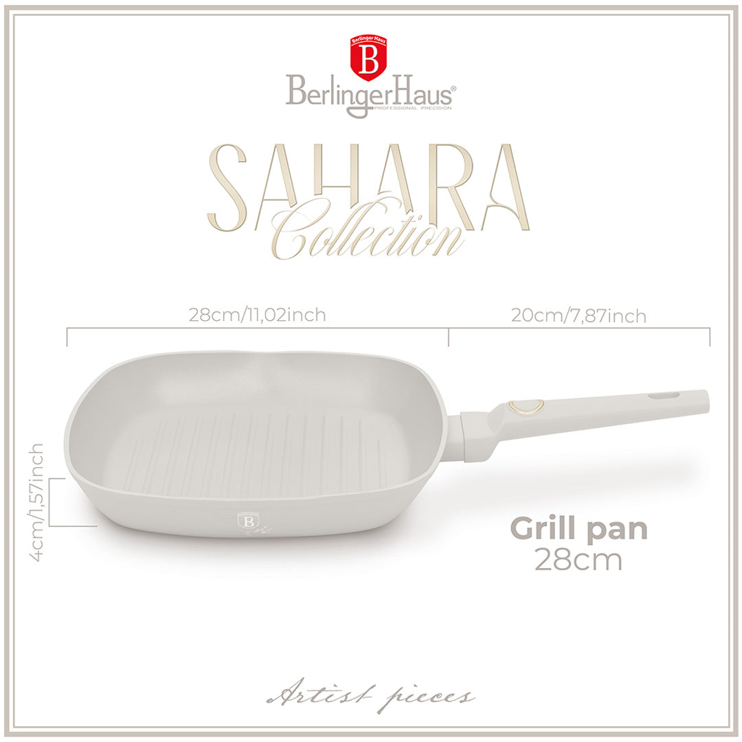 Berlinger Haus 28cm Non Stick Titan Pro Coating Grill Pan - Sahara