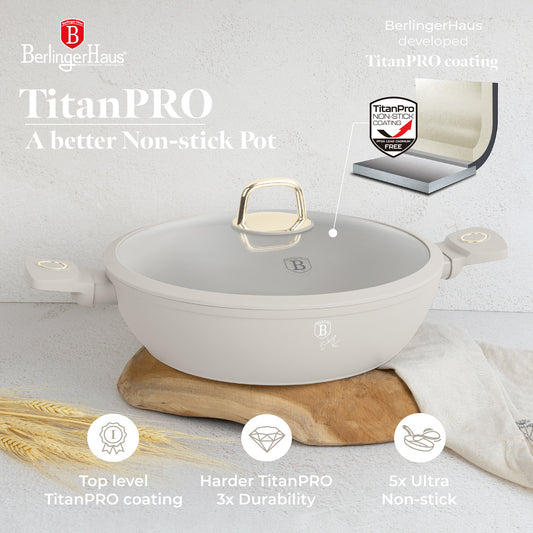 Berlinger Haus 30cm Titan Pro Non-Stick Coating Shallow Pot – Sahara