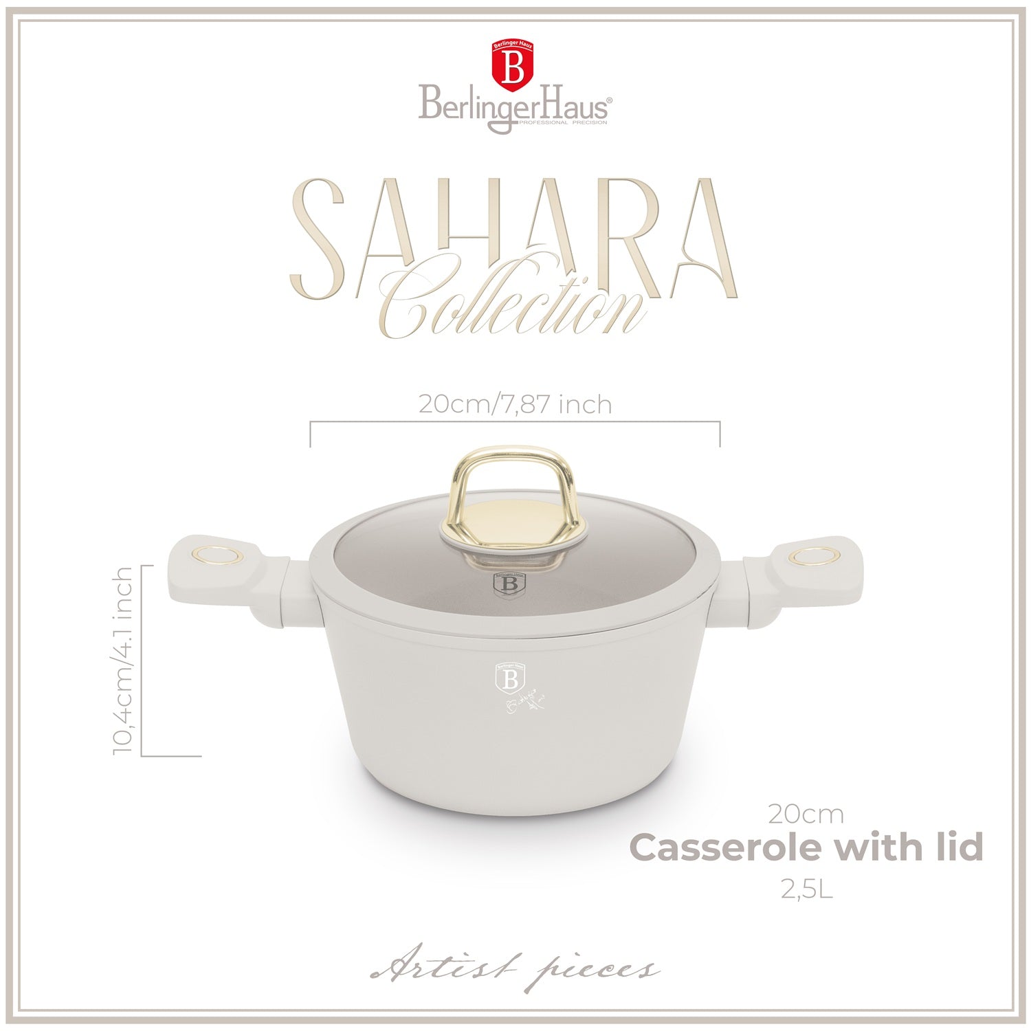 Berlinger Haus 20cm Titan Pro Non-Stick Coating Casserole - Sahara