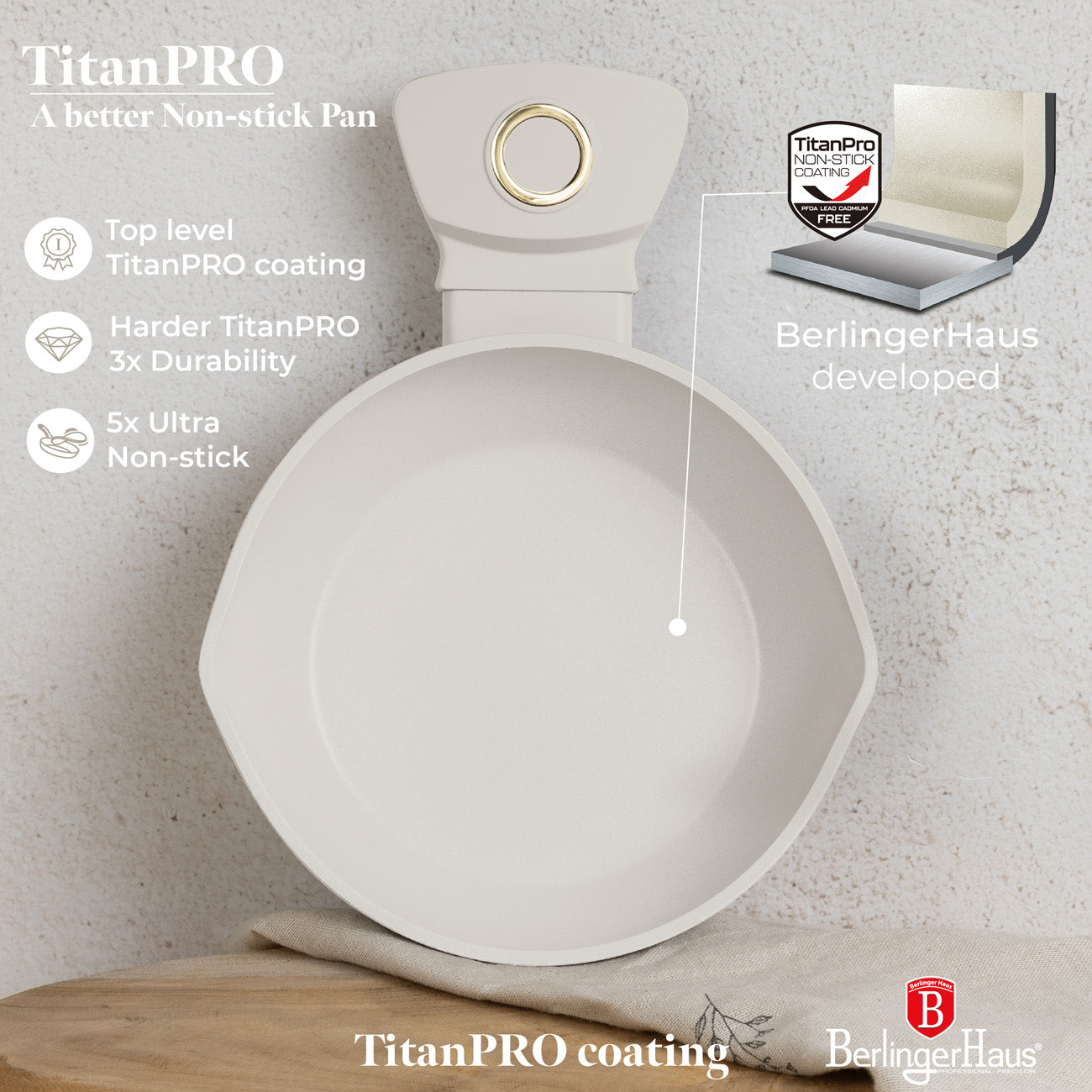 Berlinger Haus 16cm Titan Pro Non-Stick Coating Egg Pan - Sahara