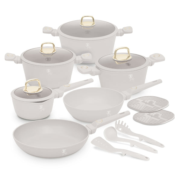 Berlinger Haus 15-Piece Non-Stick Titan Pro Coating Cookware Set - Sahara