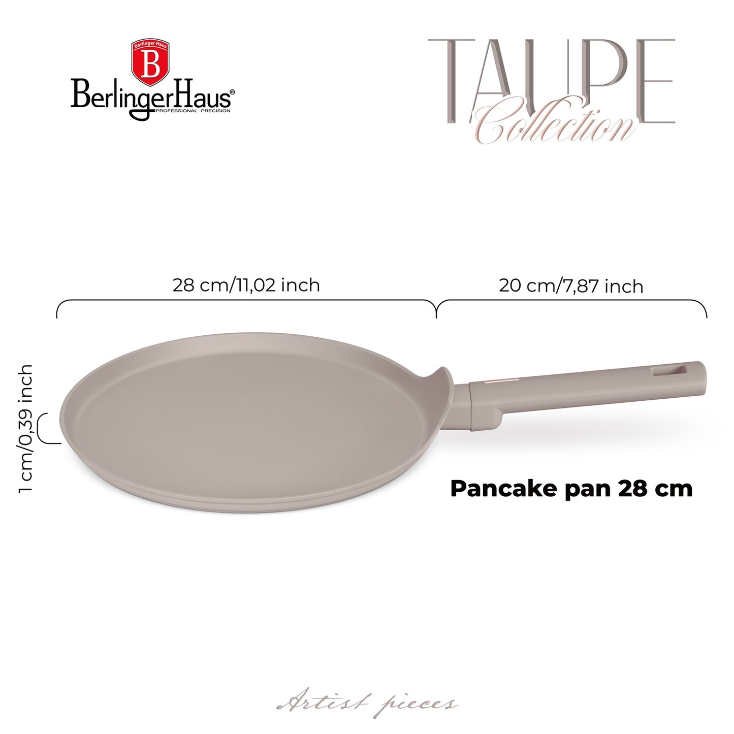 Berlinger Haus 28cm Titan Pro Non-Stick Coating Pancake Pan - Taupe