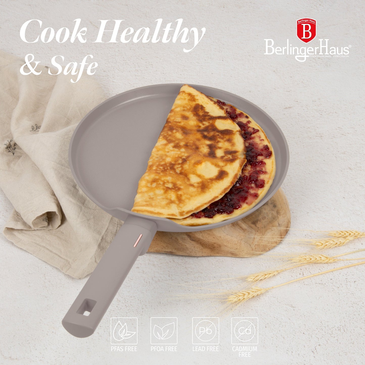 Berlinger Haus 28cm Titan Pro Non-Stick Coating Pancake Pan - Taupe