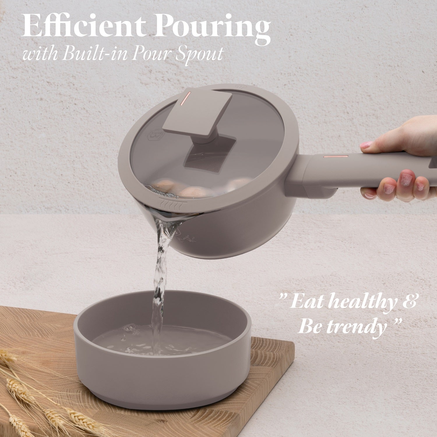 Berlinger Haus 16cm Titan Pro Non Stick Coating Sauce Pan with Glass Lid - Taupe