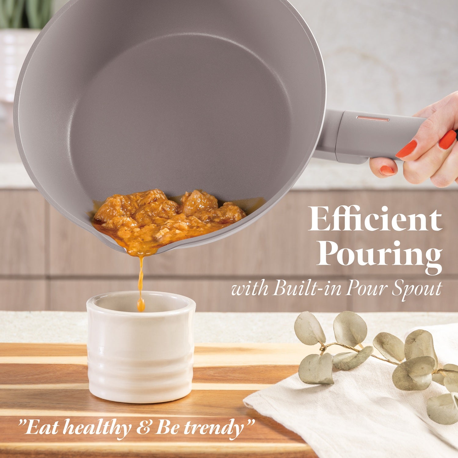 Berlinger Haus 28cm Titan Pro Non-Stick Coating Deep Frypan – Taupe