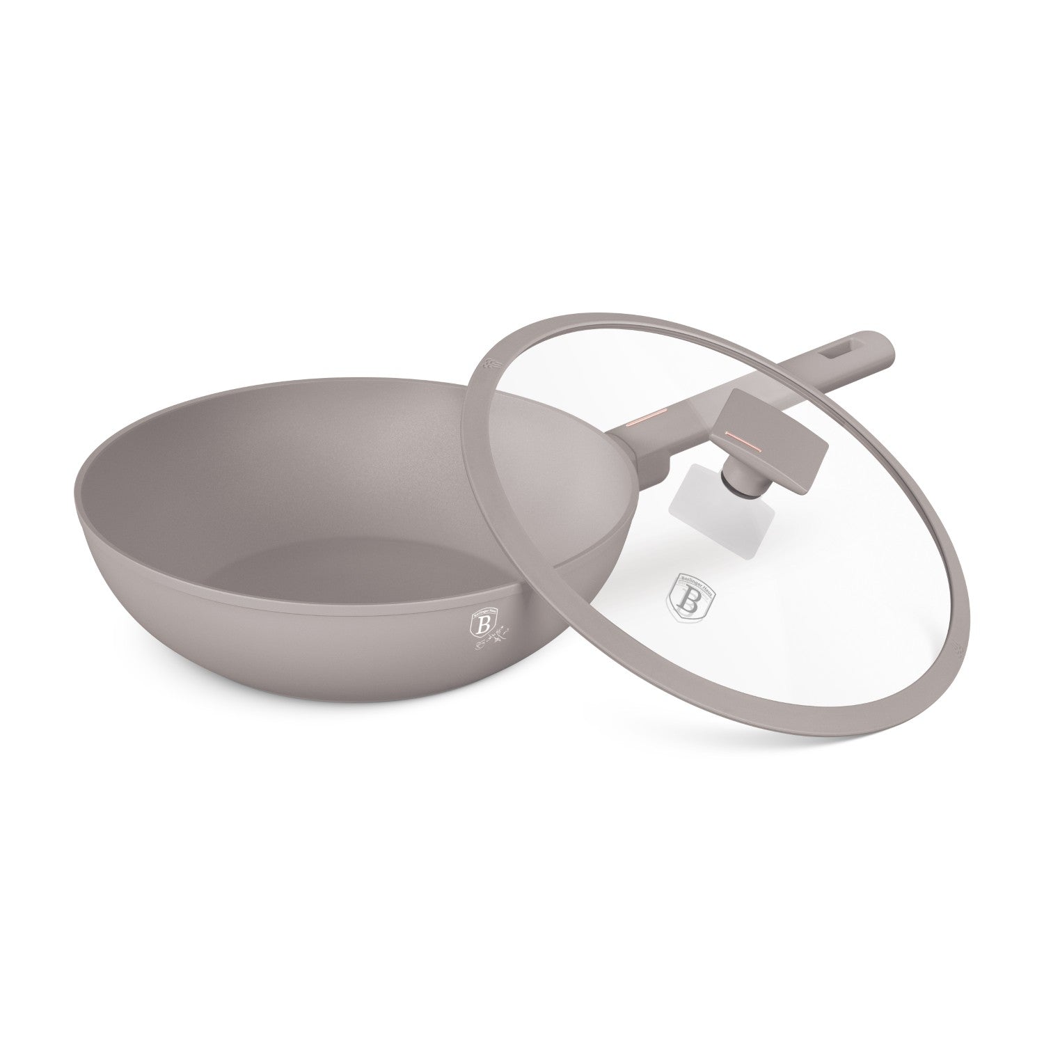 Berlinger Haus 28cm Titan Pro Non-Stick Wok with Lid - Taupe
