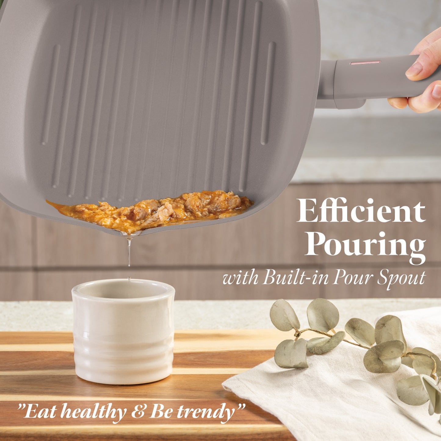 Berlinger Haus 28cm Titan Pro Non-Stick Grill Pan with Lid - Taupe