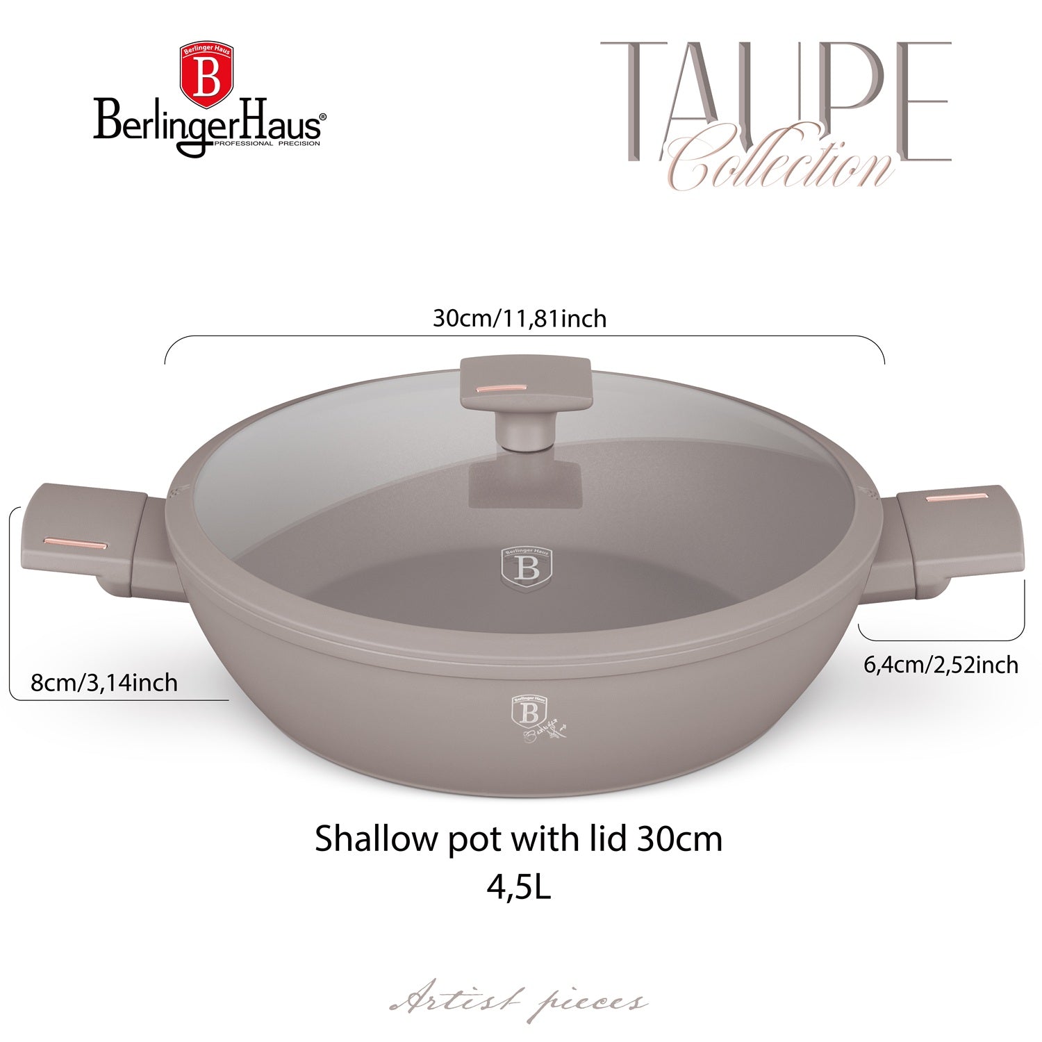 Berlinger Haus 30cm Titan Pro Non-Stick Coating Shallow Pot - Taupe