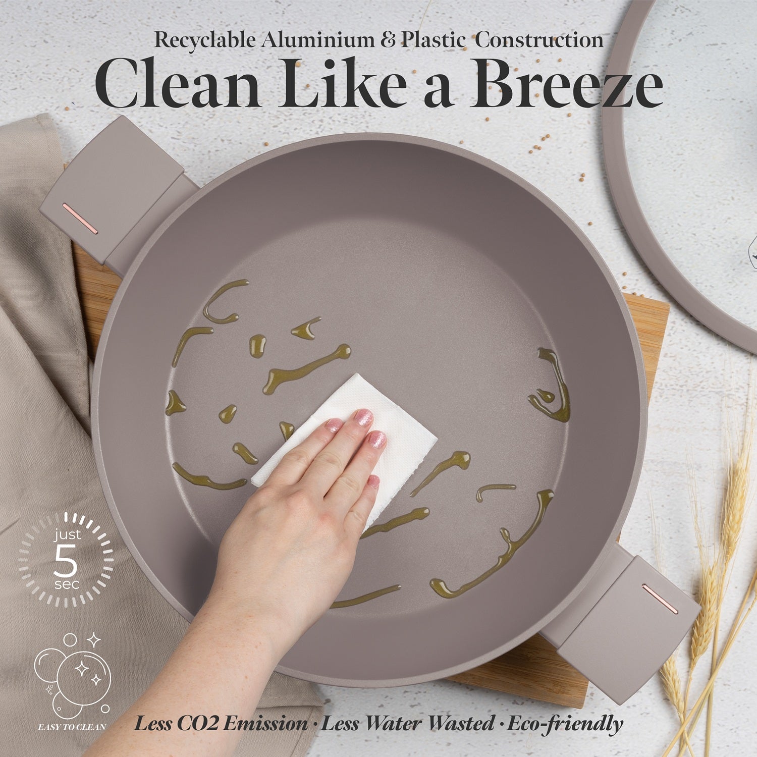 Berlinger Haus 30cm Titan Pro Non-Stick Coating Shallow Pot - Taupe