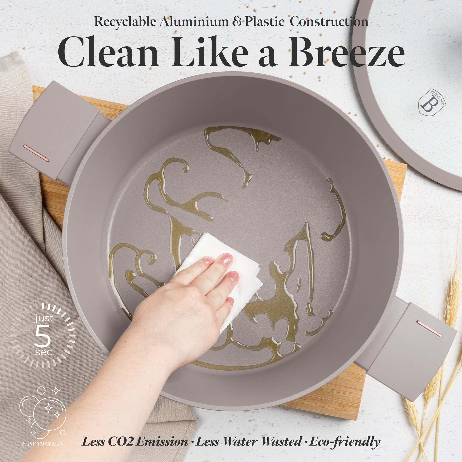 Berlinger Haus 30cm Titan Pro Non-Stick Coating Casserole – Taupe