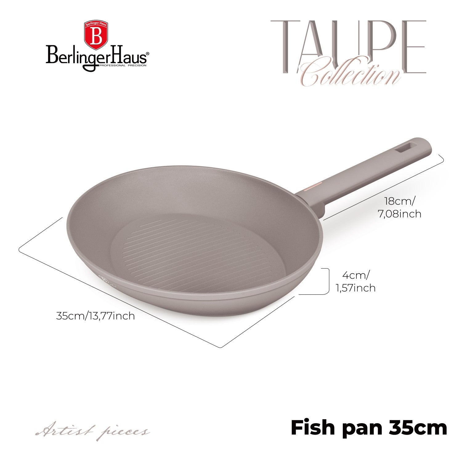 Berlinger Haus 35cm Titan Pro Non-Stick Fish Pan - Taupe