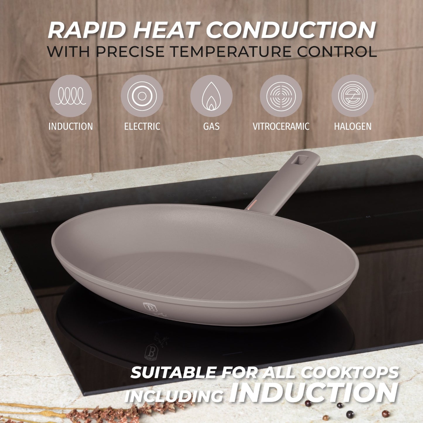 Berlinger Haus 35cm Titan Pro Non-Stick Fish Pan - Taupe