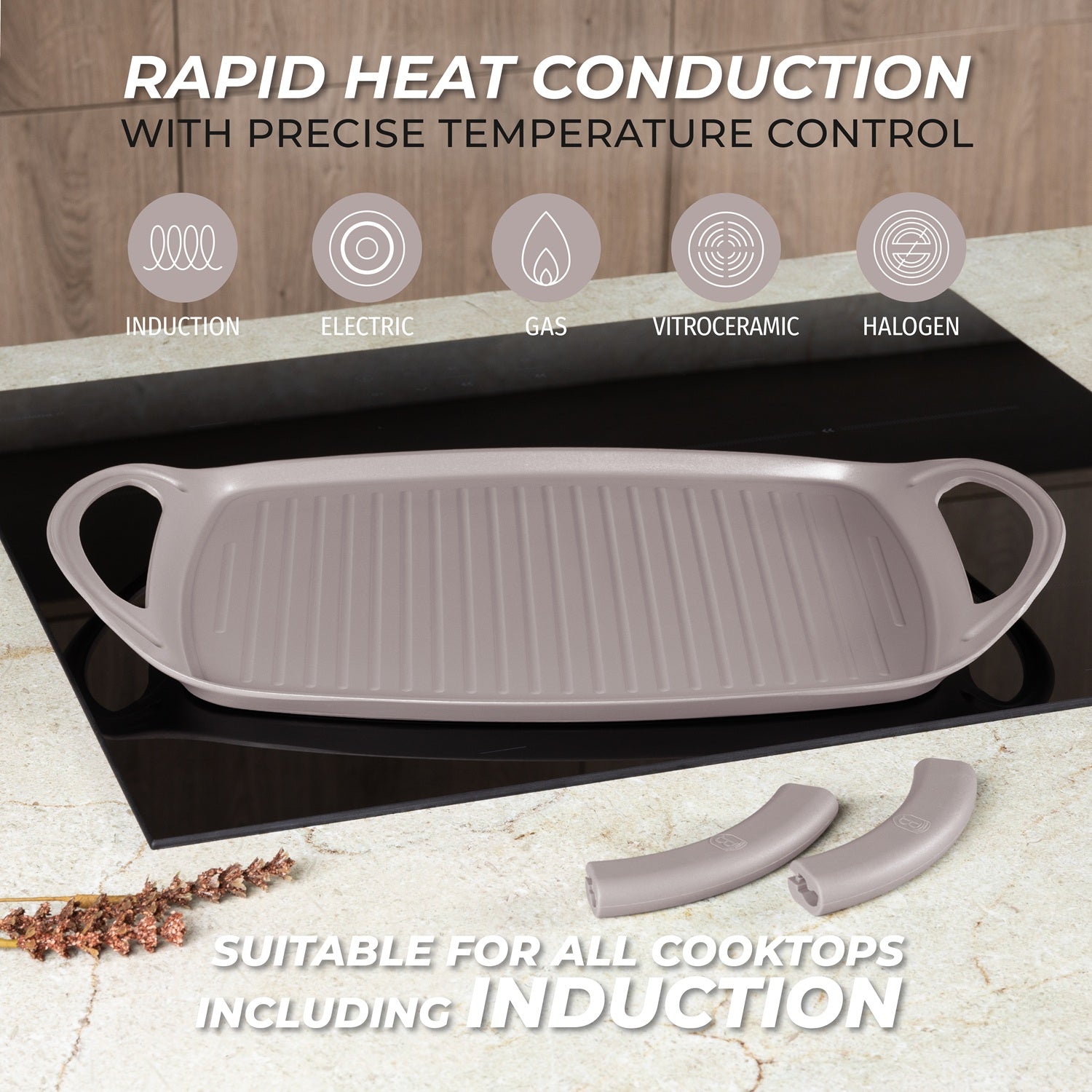 Berlinger Haus 47cm Titan Pro Non-Stick Coating Grill Plate - Taupe