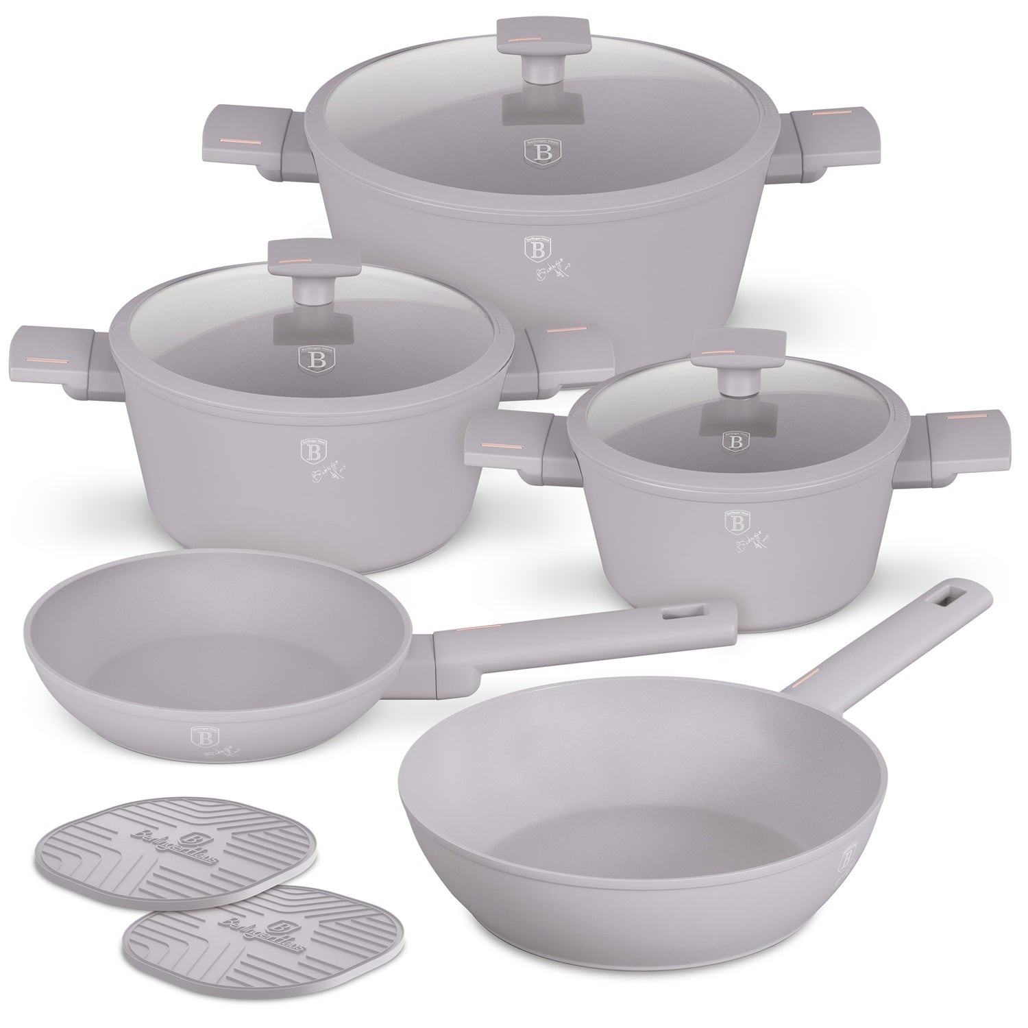 Berlinger Haus 10-Piece Non-Stick Titan Pro Coating Cookware Set - Taupe