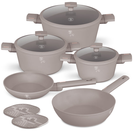 Berlinger Haus 10-Piece Non-Stick Titan Pro Coating Cookware Set - Taupe