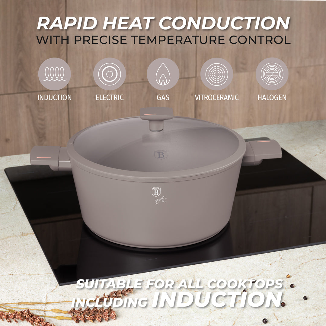 Berlinger Haus 10-Piece Non-Stick Titan Pro Coating Cookware Set - Taupe