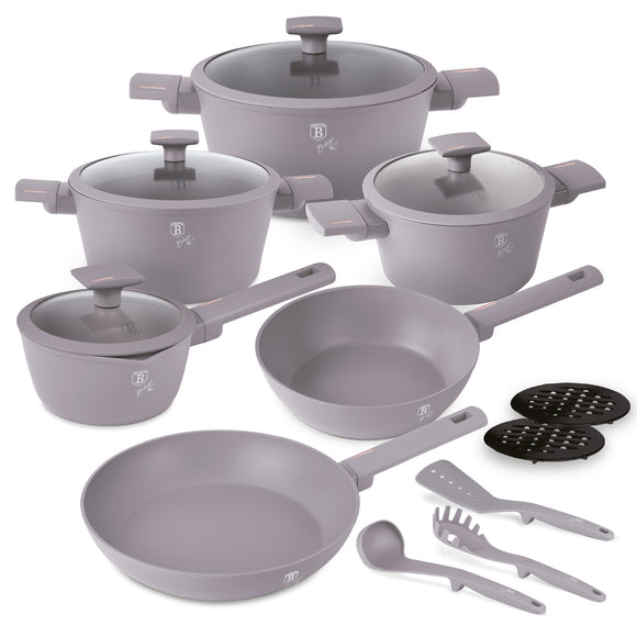 Berlinger Haus 15-Piece Non-Stick Titan Pro Coating Cookware Set - Taupe