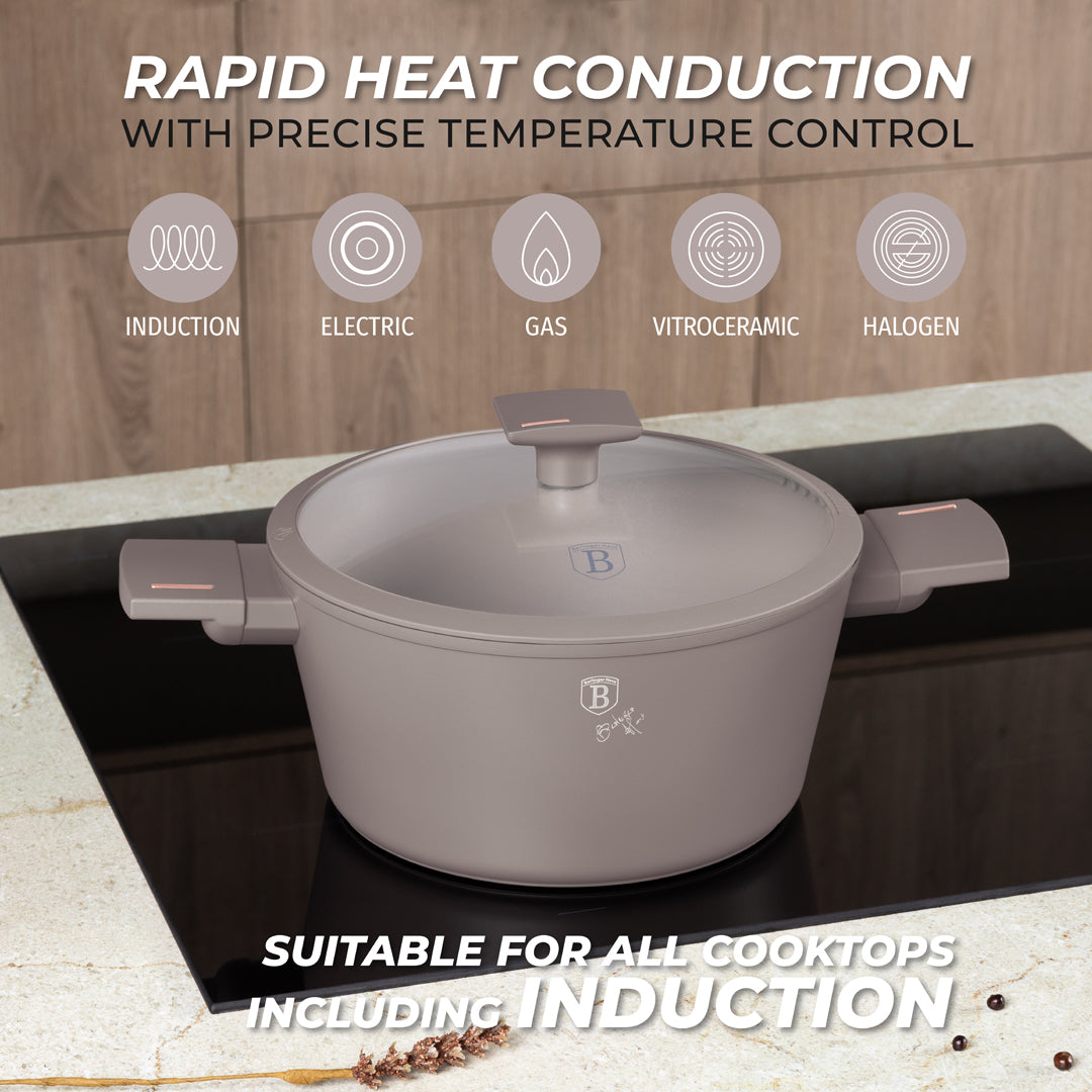 Berlinger Haus 15-Piece Titan Pro Non-Stick Coating Cookware Set - Taupe