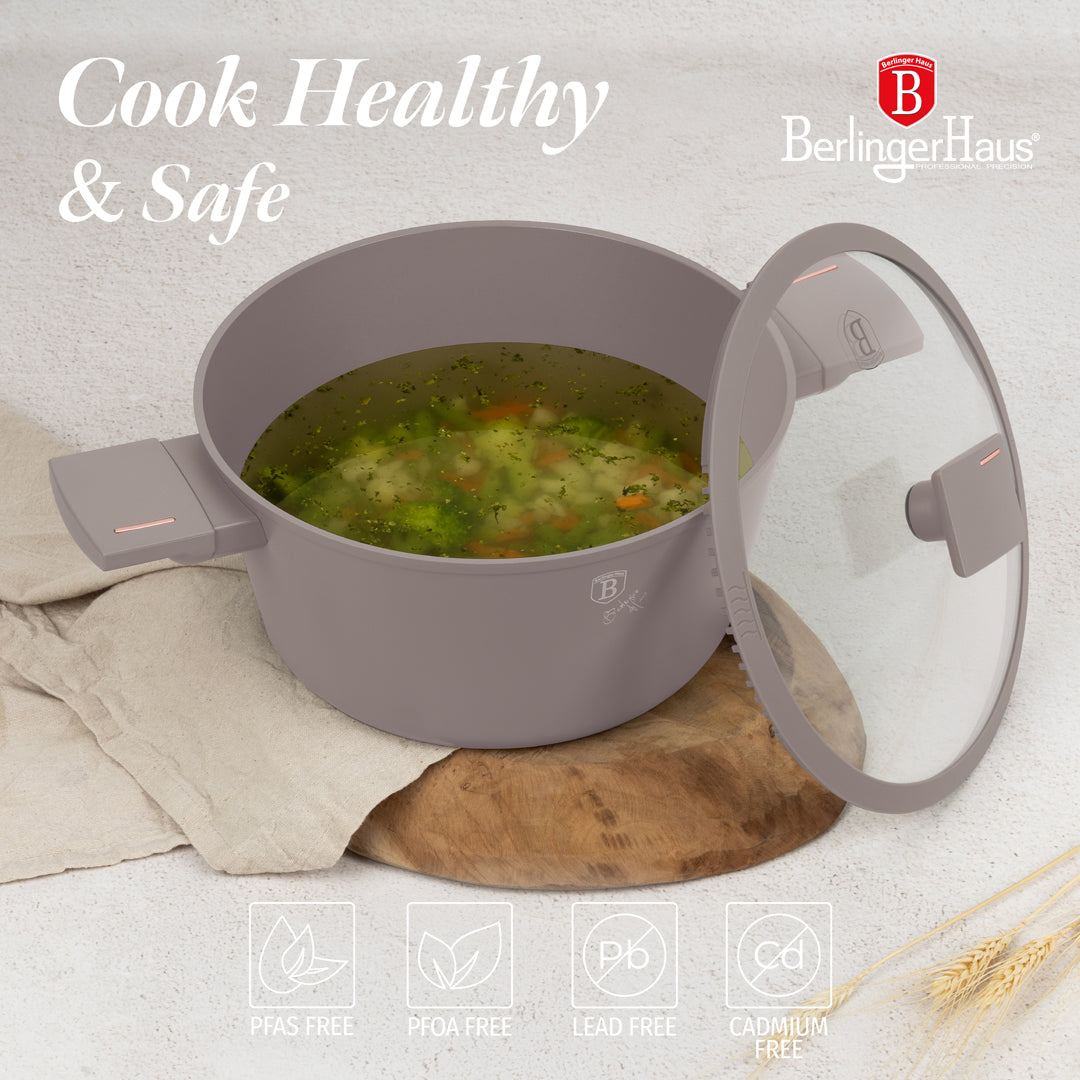 Berlinger Haus 15-Piece Titan Pro Non-Stick Coating Cookware Set - Taupe