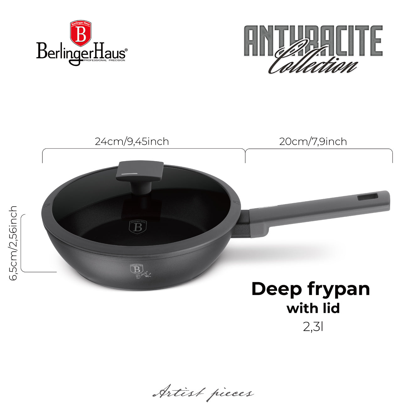 Berlinger Haus 24cm Titan Pro Non-Stick Coating Deep Frypan – Anthracite