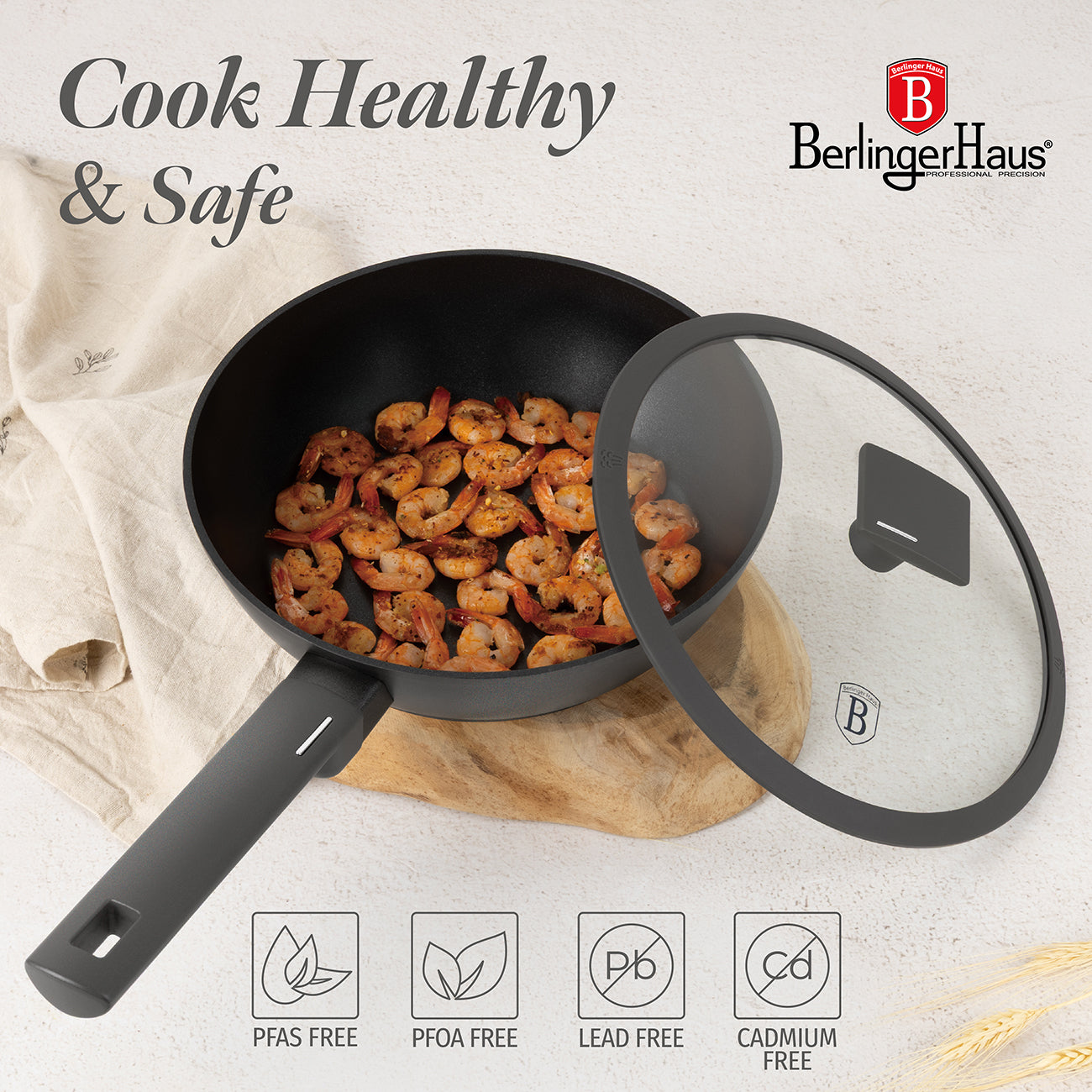 Berlinger Haus 24cm Titan Pro Non-Stick Coating Deep Frypan – Anthracite