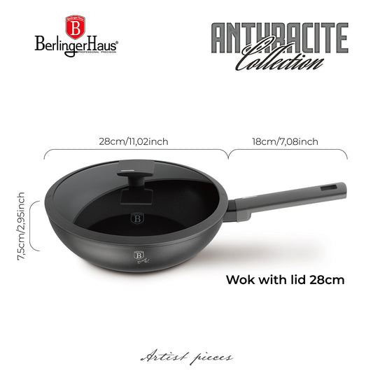 Berlinger Haus 28cm Titan Pro Non-Stick Coating Wok – Anthracite