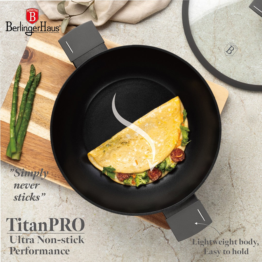 Berlinger Haus 30cm Titan Pro Non-Stick Wok with Lid - Anthracite