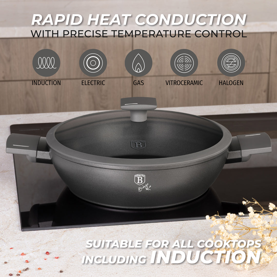 Berlinger Haus 28cm Titan Pro Non-Stick Coating Shallow Pot - Anthracite