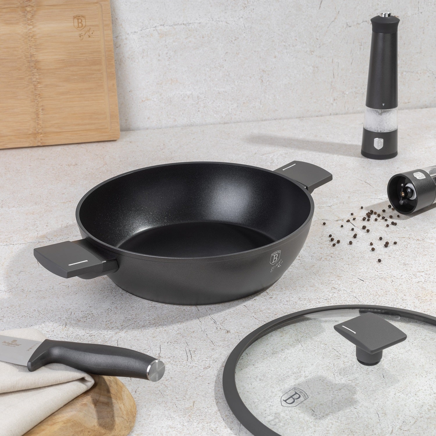 Berlinger Haus 28cm Titan Pro Non-Stick Coating Shallow Pot - Anthracite