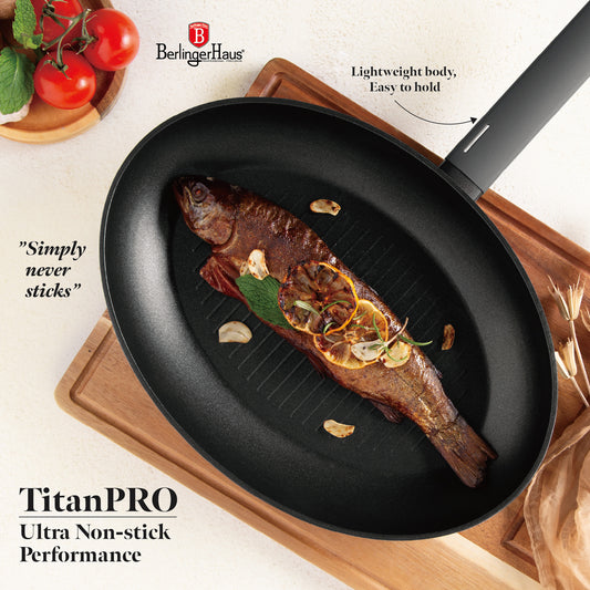 Berlinger Haus 35cm Titan Pro Non-Stick Coating Fish Pan – Anthracite