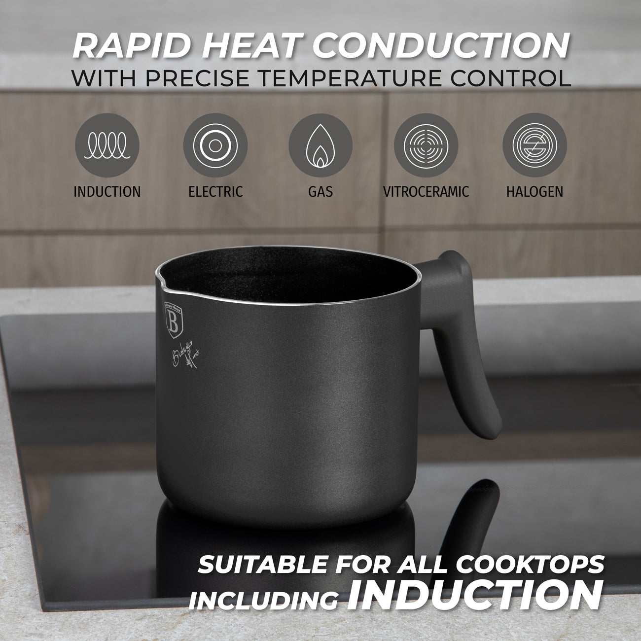 Berlinger Haus 1.2L Titan Pro Non-Stick Coating Milk Pot - Anthracite