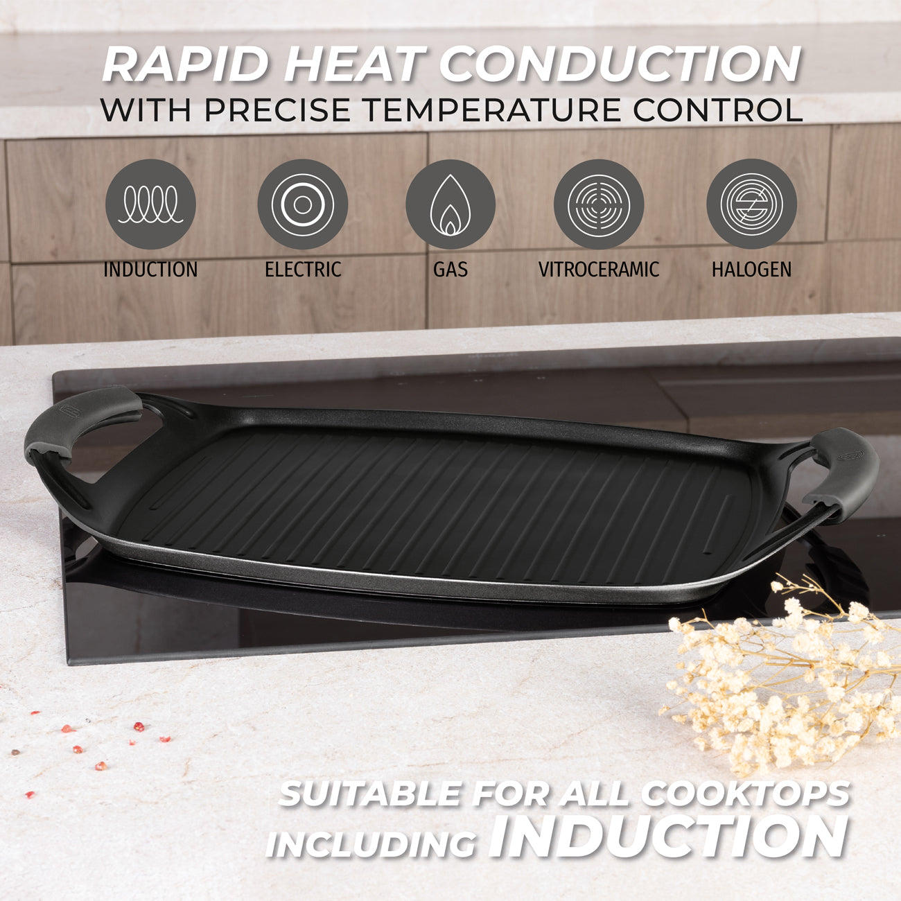 Berlinger Haus 47cm Titan Pro Non-Stick Coating Grill Plate – Anthracite