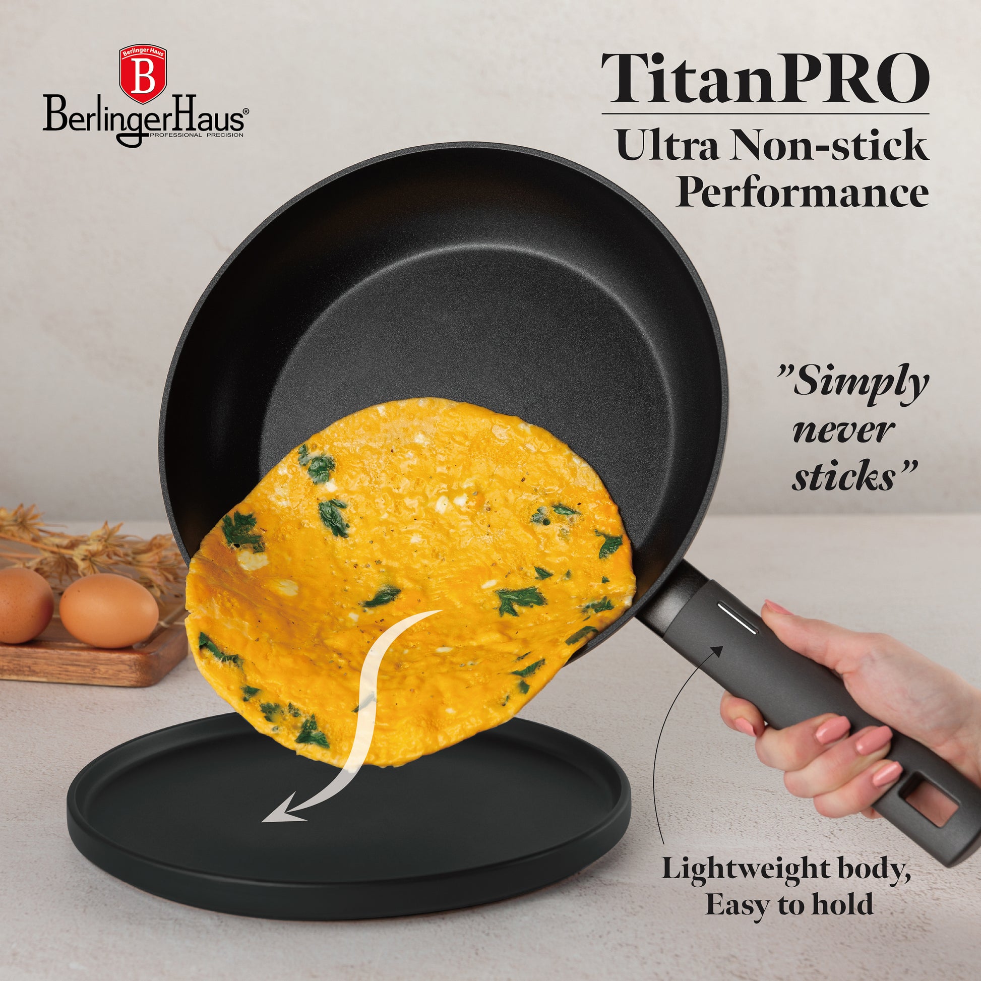 Berlinger Haus 3-Piece Non-Stick Titan Pro Coating Frypan Set - Anthracite