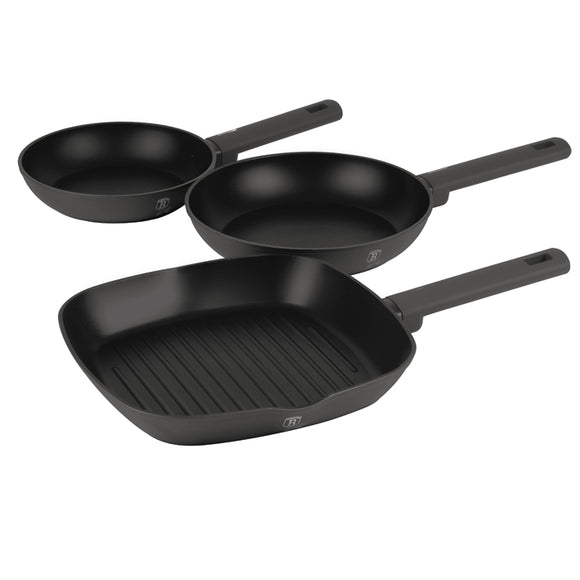 Berlinger Haus 3-Piece Non-Stick Titan Pro Coating Grill Pan Set Anthracite