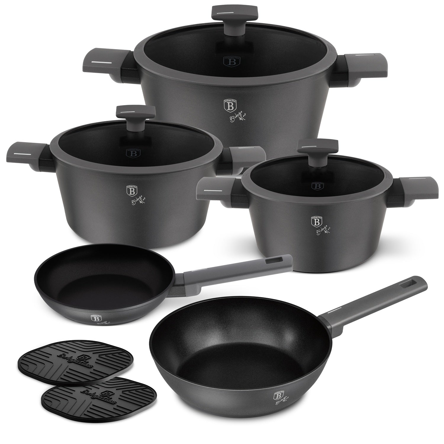 Berlinger Haus 10-Piece Titan Pro Non-Stick Coating Cookware Set - Anthracite