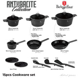 Berlinger Haus 15-Piece Titan Pro Non-Stick Cookware Set - Anthracite