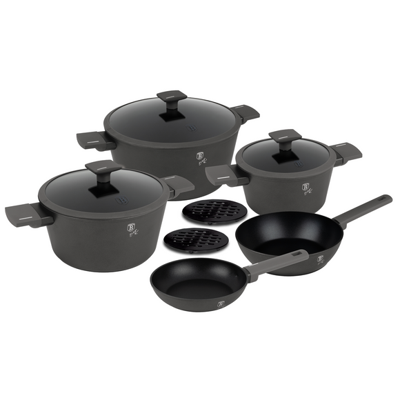 Berlinger Haus 10-Piece Non-Stick Titan Pro Coating Cookware Set - Anthracite