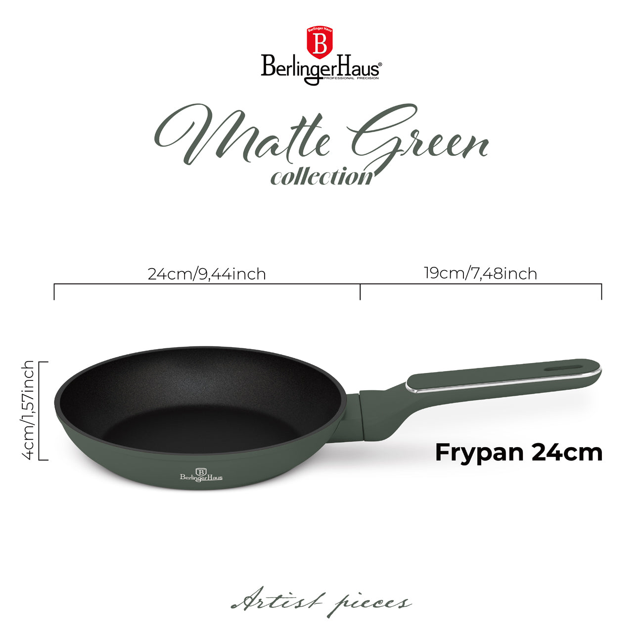 Berlinger Haus 24cm Titan Pro Non-Stick Coating Frypan - Matt Green