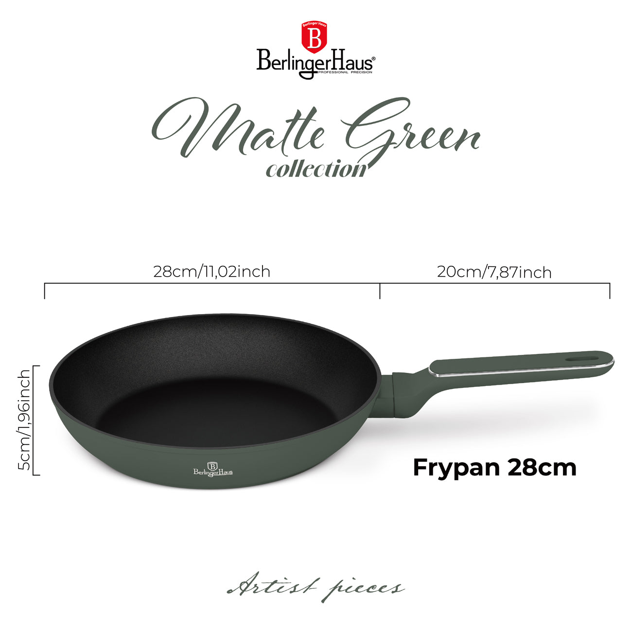 Berlinger Haus 28cm Titan Pro Non-Stick Coating Frypan - Matt Green