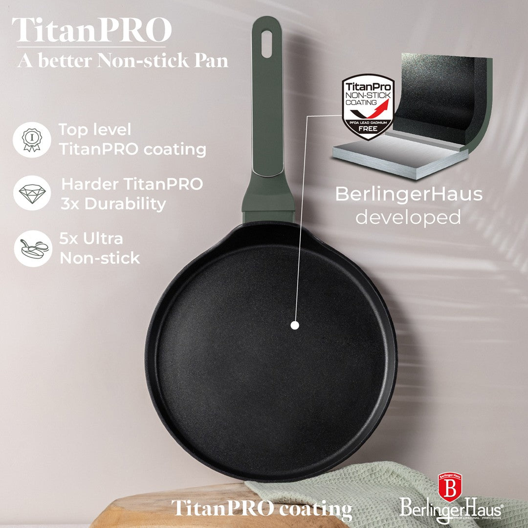 Berlinger Haus 25cm Titan Pro Non-Stick Pancake Pan - Matte Green