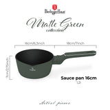 Berlinger Haus 16cm Non Stick Titan Pro Coating Sauce Pan with Lid - Matt Green