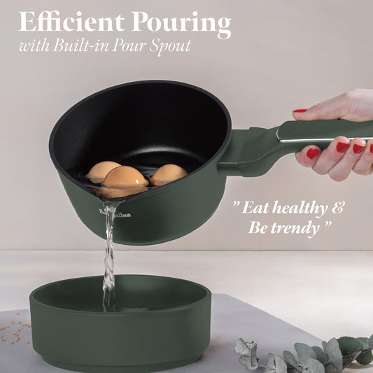 Berlinger Haus 16cm Non Stick Titan Pro Coating Sauce Pan - Matt Green