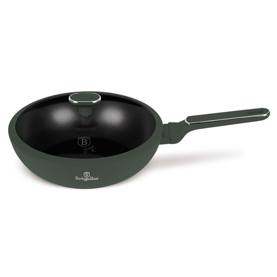 Berlinger Haus 28cm Titan Pro Non-Stick Wok with Lid - Matte Green