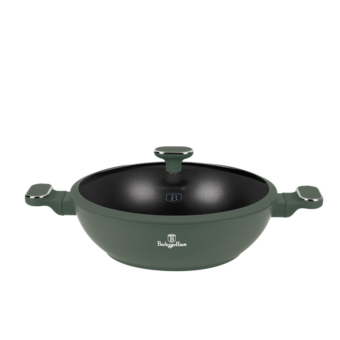 Berlinger Haus 30cm Titan Pro Non-Stick Wok with Lid - Matte Green