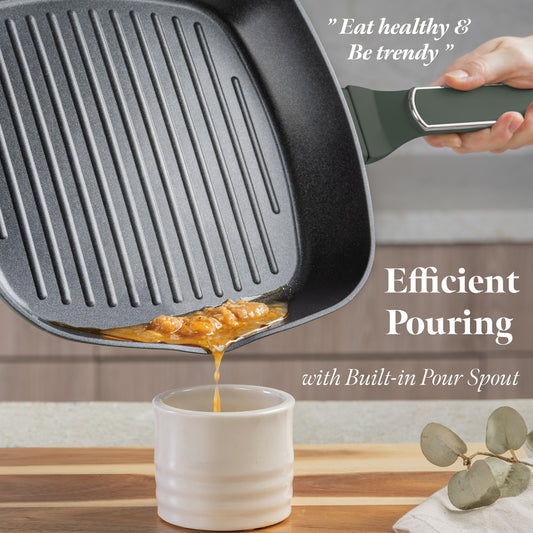 Berlinger Haus 28cm Titan Pro Non-Stick Coating Grill Pan - Matt Green