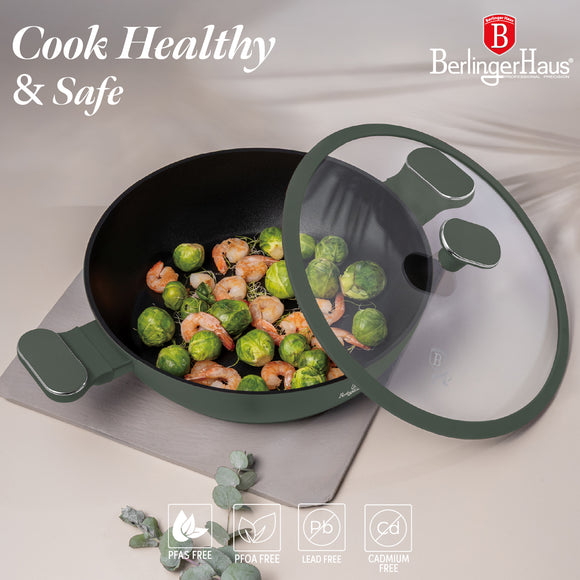 Berlinger Haus 28cm Titan Pro Non-Stick Coating Shallow Pot - Matt Green